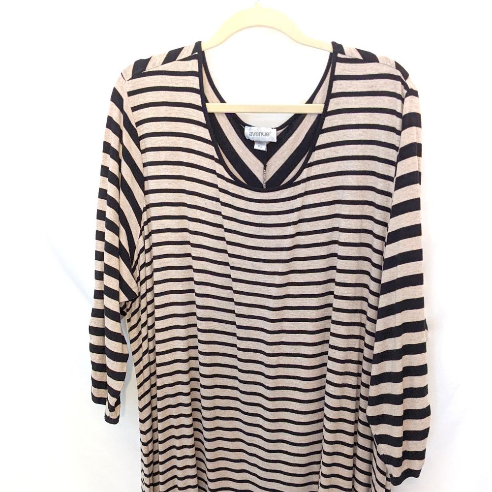 Avenue 30/32 plus size striped long sleeve tunic